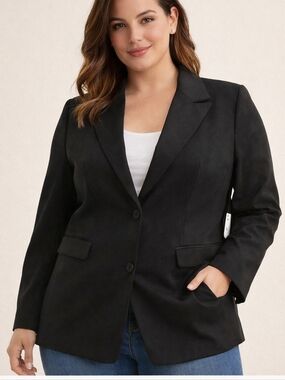 Extro & Vert Black Blazer XL 14/16 NWT Tailored Stretch Lined Classic Jacket